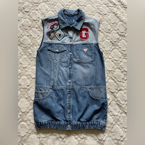 Guess Long Denim Vest, Size XS - Picture 1 of 5